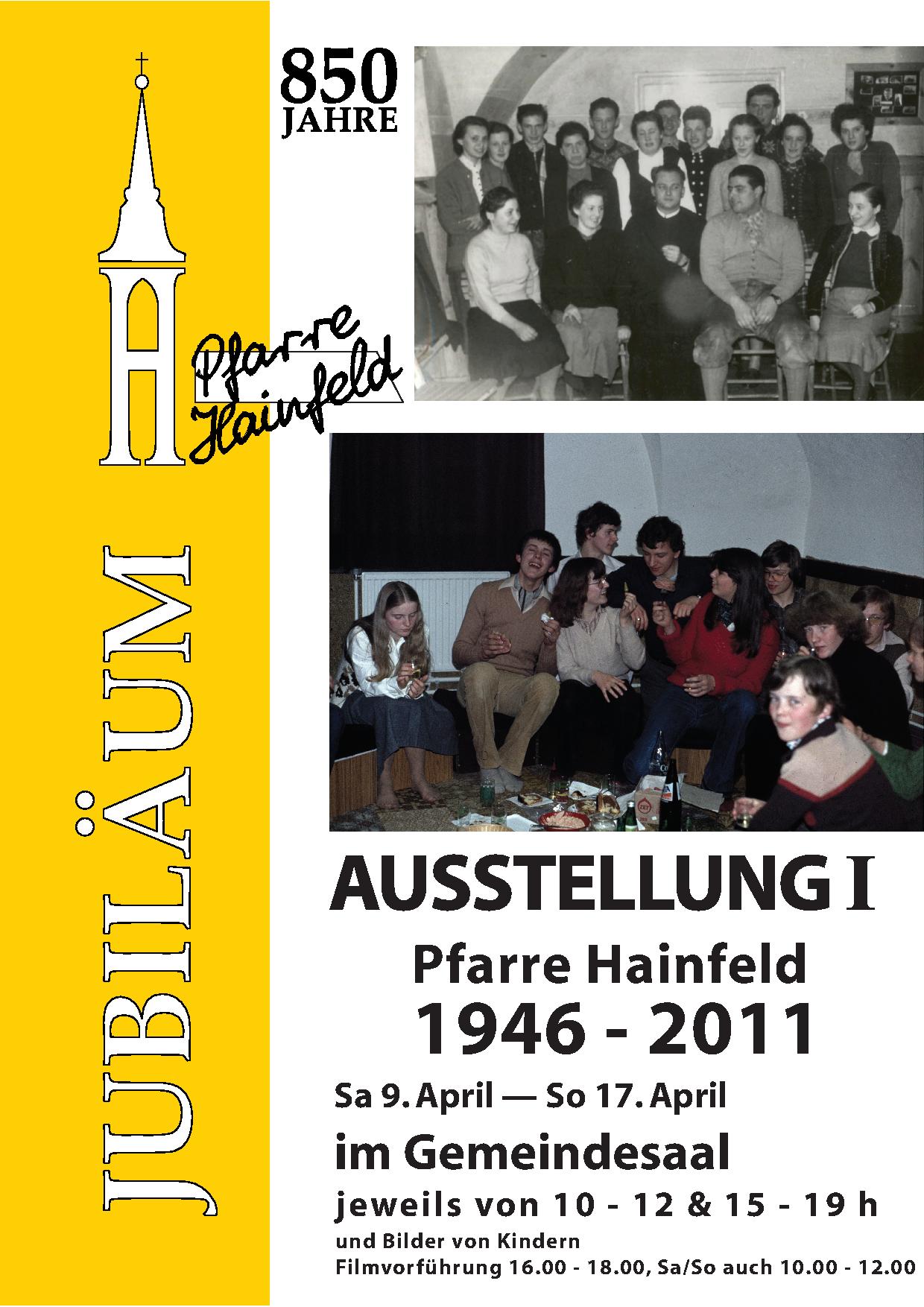 Plakat Ausstellung1 Pfarre Hainfeld von 1946 - 2011